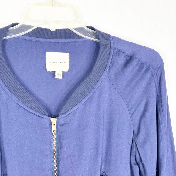 Silence Noise Medium Jacket Blue Cropped Long Sleeve Full Zip Pockets 1449‎ - Picture 5 of 8